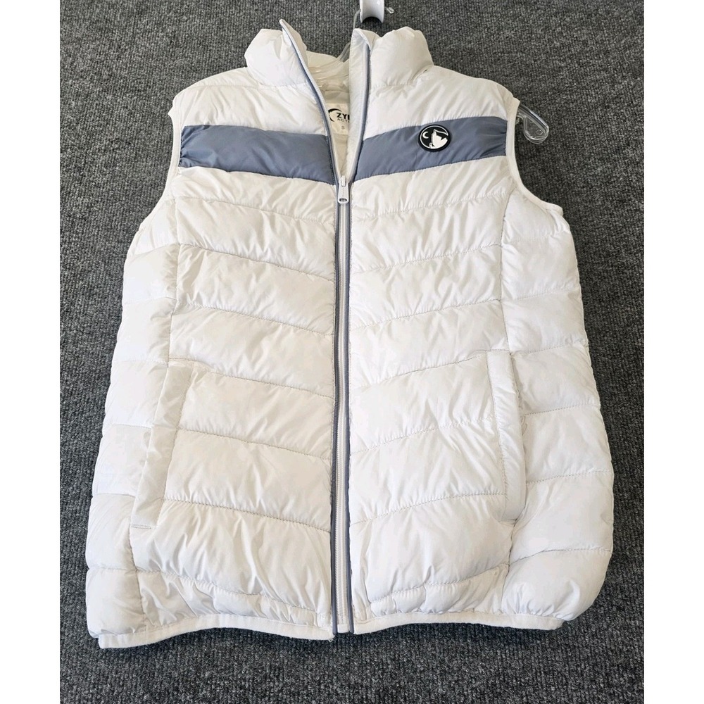 Zyia Active Vondelpark Quilted Puffer Vest Women's Small White Alpine/Blue